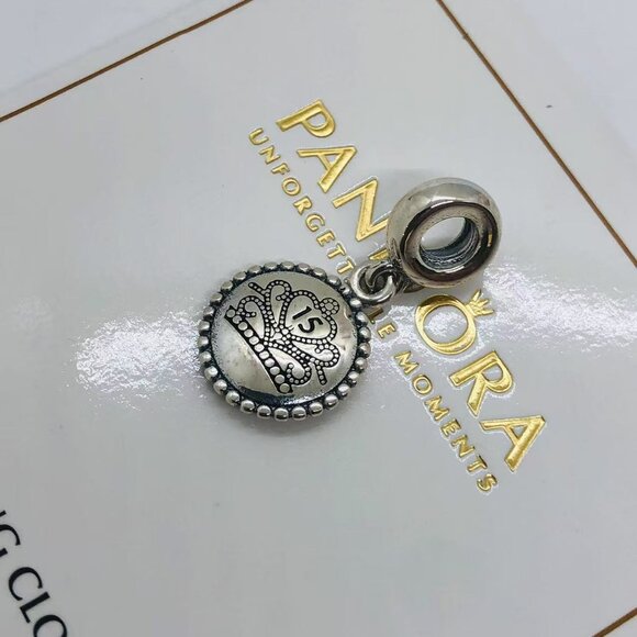 🌞📖Pandora Sweet 15th Quinceañera Crown Dangle Charm - Picture 3 of 4